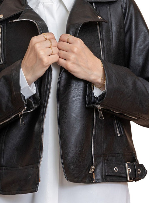 Black Leather Jacket - Khotwh