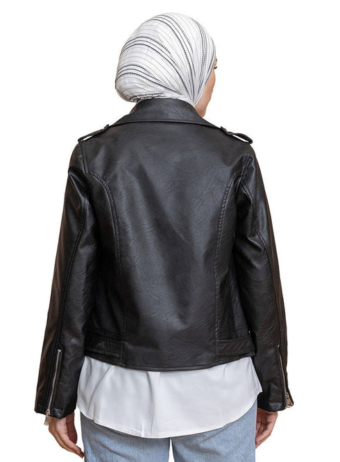 Black Leather Jacket - Khotwh