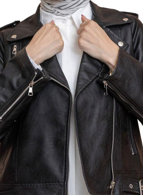 Black Leather Jacket - Khotwh