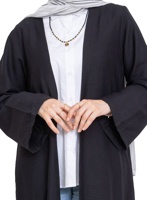 Black Linen Kimono - Khotwh