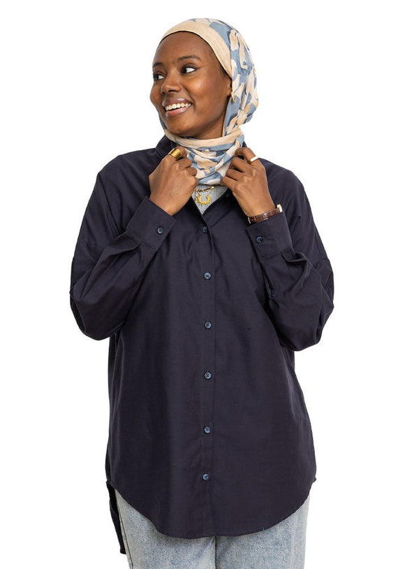 Black Linen Over - Size Shirt - Khotwh