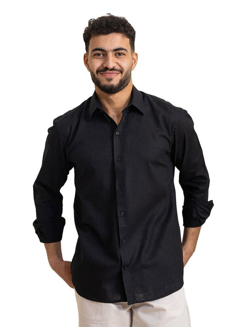 Black Linen Shirt - Khotwh