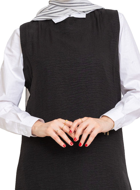 Black Linen Sleeveless Dress - Khotwh