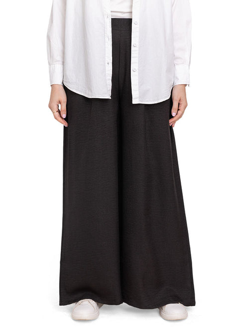 Black linen Wide Leg - Khotwh