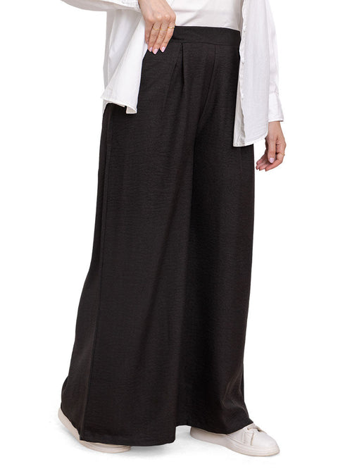 Black linen Wide Leg - Khotwh