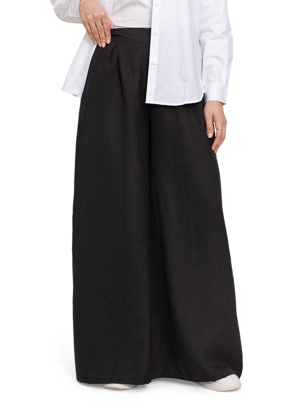 Black Linen2 - Wide Leg - Khotwh