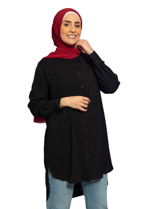Black Long chiffon Blouse - Khotwh