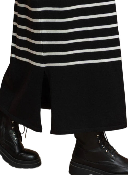 Black Long - Striped Dress - Khotwh