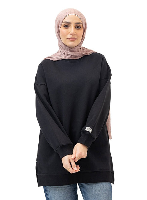 Black Long V - Over Size Sw - Round - Khotwh