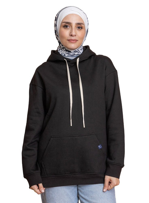 Black Over Size Hoodie - Khotwh