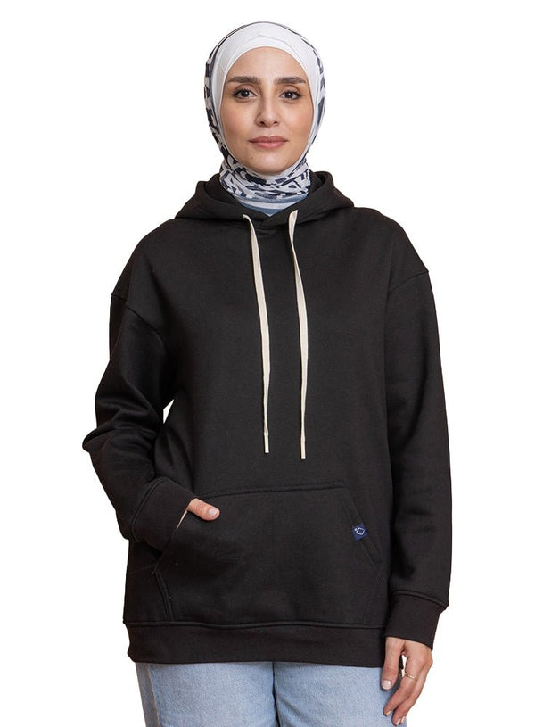 Black Over Size Hoodie - Khotwh