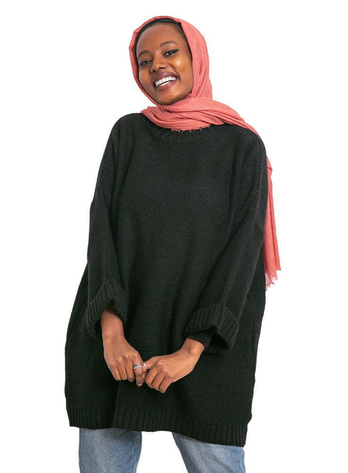 Black Over Size Pullover - Khotwh