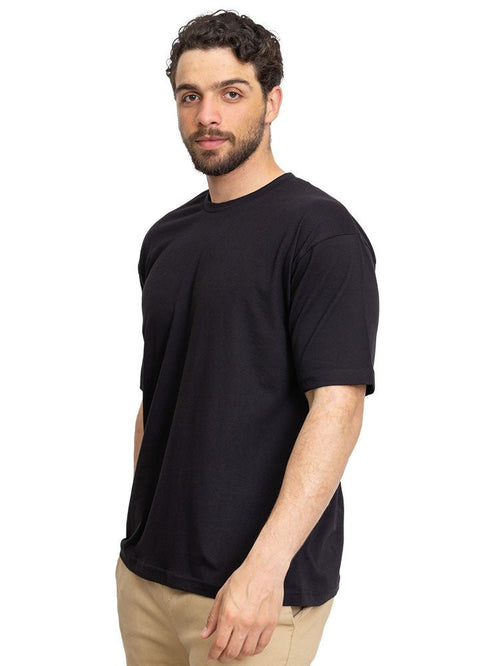 Black Over Size Round T-Shirt - Khotwh