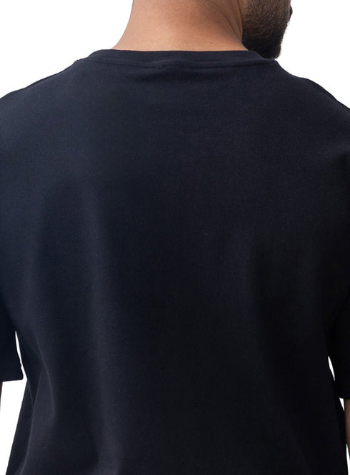 Black Over Size Round T-Shirt - Khotwh