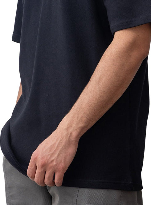Black Over Size Round T-Shirt - Khotwh