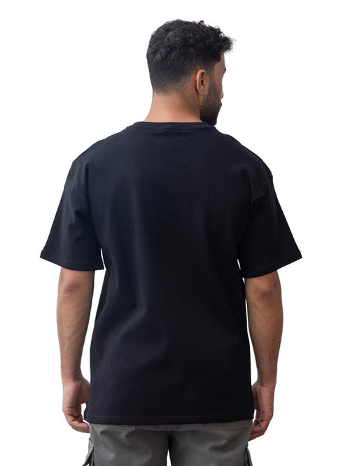 Black Over Size Round T-Shirt - Khotwh