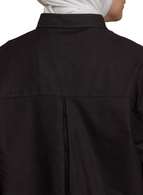 Black Oxford Over Size Shirt - Khotwh