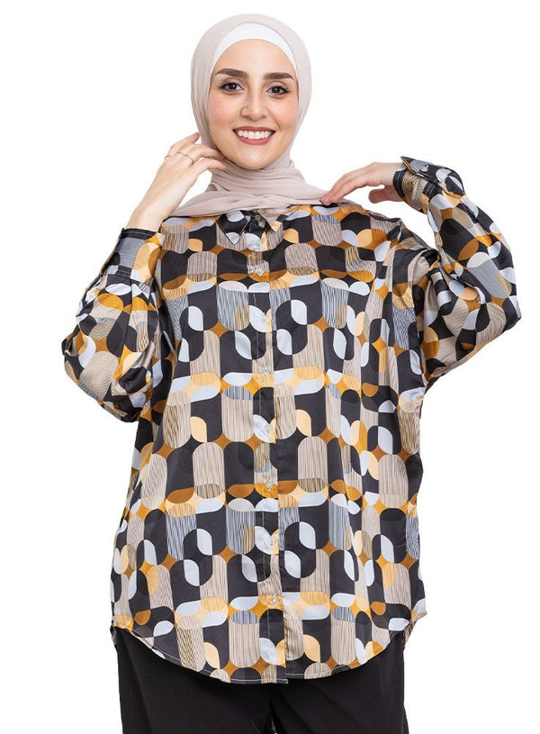 Black P - Satin Over Size Shirt Style 2 - Khotwh