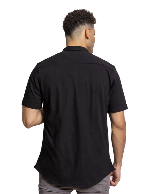 Black Pique Half - Shirt - Khotwh