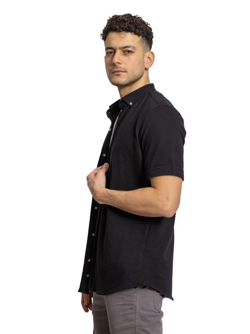 Black Pique Half - Shirt - Khotwh