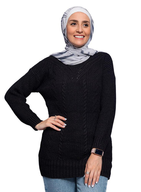 Black plait pullover - Khotwh