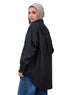 Black Pocket Over Size Linen Shirt - Khotwh