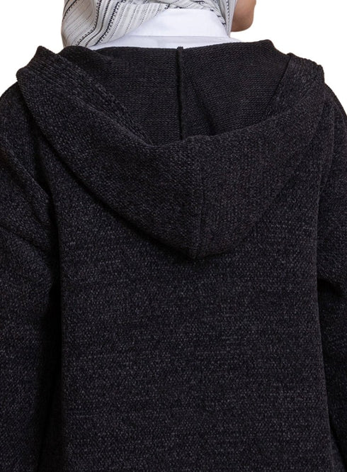 Black Pocket Velvet Cardigan - Khotwh