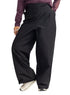 Black Poplin Wide Leg Pants - Khotwh