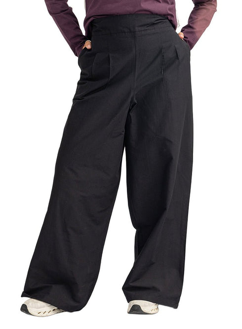 Black Poplin Wide Leg Pants - Khotwh