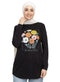 Black Printed Long - Sleeve Design 16 - Khotwh