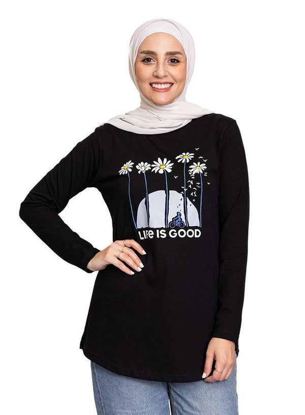 Black Printed Long - Sleeve Design 27 - Khotwh
