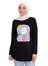 Black Printed Long - Sleeve Design 56 - Khotwh