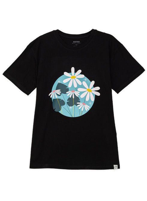 Black Printed O.S Short - Sleeve Design 19 - Khotwh