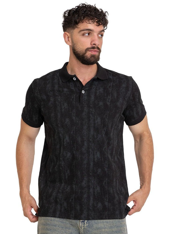 Black Printed Polo Design 5 - Khotwh
