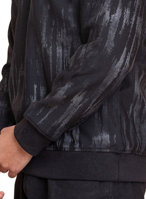 Black Printed Quarter Zipper - Khotwh