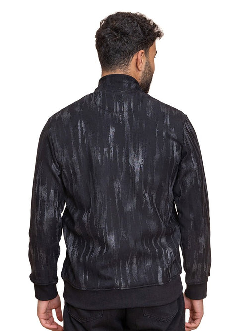 Black Printed Quarter Zipper - Khotwh