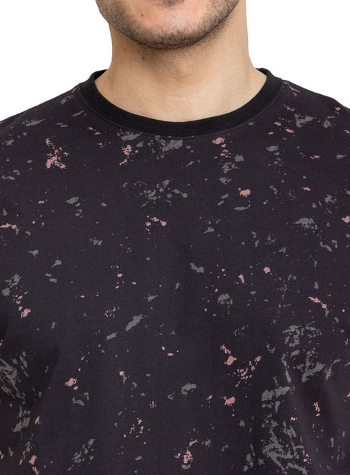 Black Printed Round T-Shirt Design 6 - Khotwh