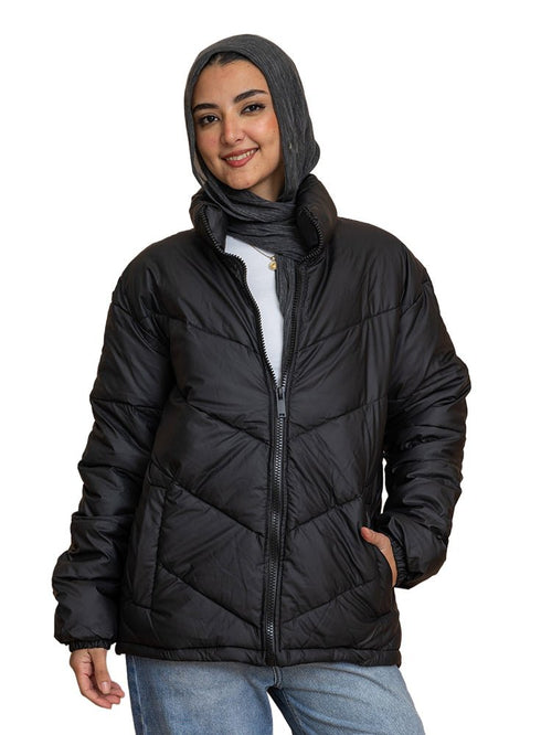 Black Puffer Jacket - Khotwh