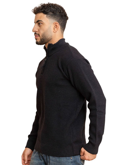 Black Quarter Zipper Pullover - Khotwh