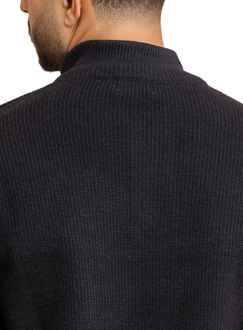 Black Quarter Zipper Pullover - Khotwh