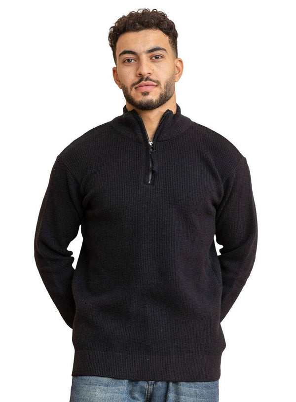 Black Quarter Zipper Pullover - Khotwh