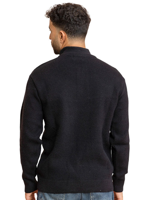 Black Quarter Zipper Pullover - Khotwh