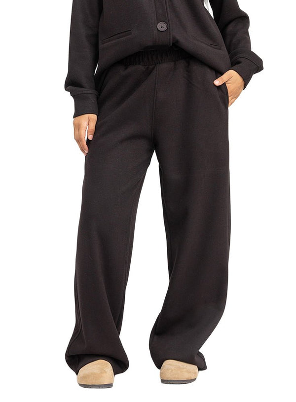 Black RD-Ribbed Wide Leg Pant - Khotwh