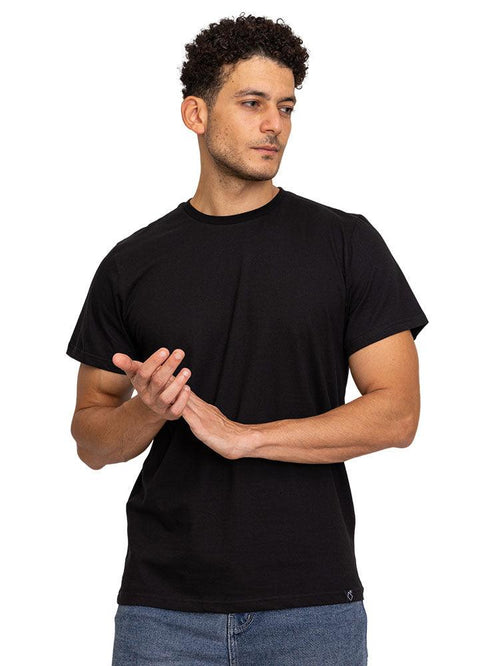 Black Regular Round T-shirt - Khotwh