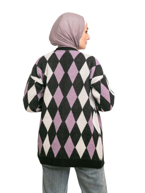 Black Rhombus Cardigan - Khotwh