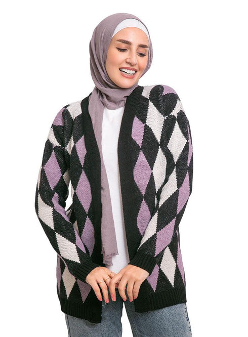 Black Rhombus Cardigan - Khotwh