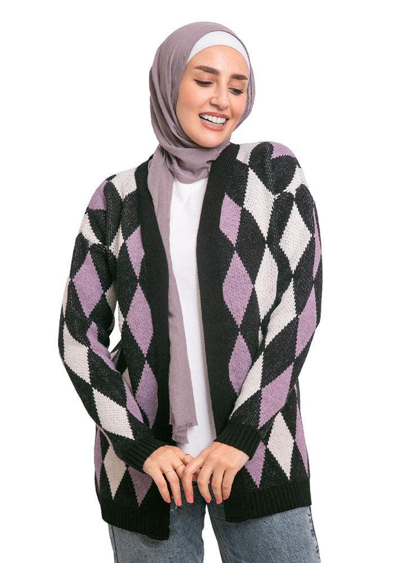 Black Rhombus Cardigan - Khotwh