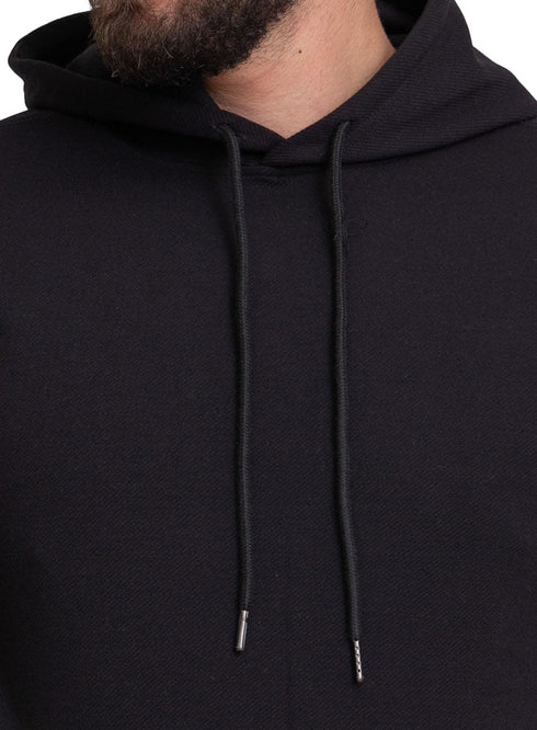 Black Ribbed Hoodie - Khotwh