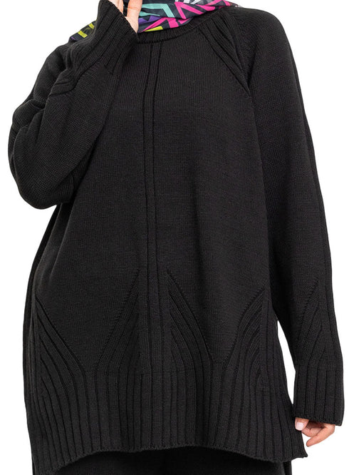 Black Ribbed Knit Suit - Khotwh