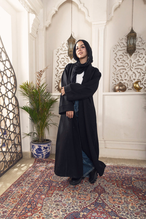 Black Ribbed Long Cardigan - Khotwh